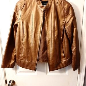 Via Accenti 100% Leather Vintage Bronze Colored Jacket